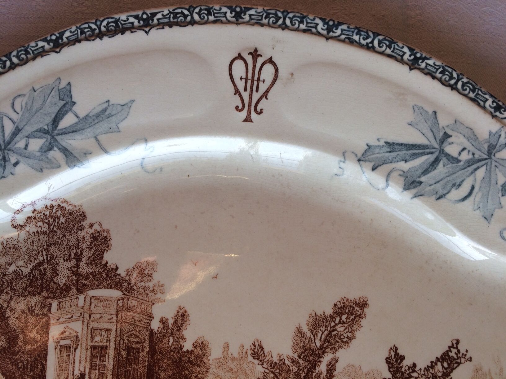 Ancient dish made of earthenware from the factory of Choisy the King