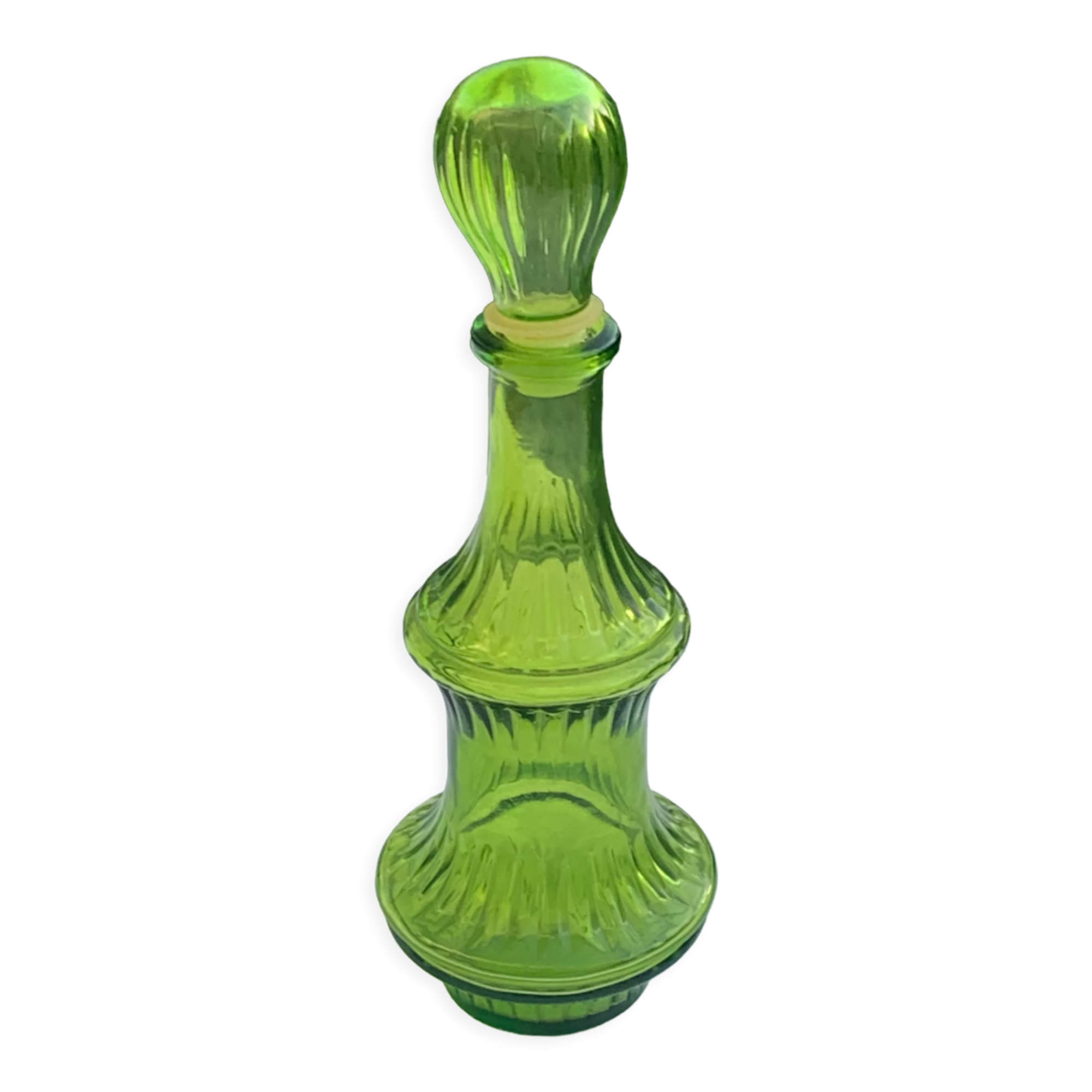 Vintage green glass decanter
