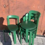 6 Bruno Rey Kush & co Green Stackable Chairs Circa 1970