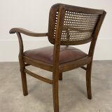 Office chair format bridge wood leather and canning 20s