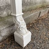 Painted wooden wall console with doe legs and interlacing. Louis XVI. Peach blossom marble