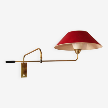 Articulated gallows wall light from the 50s/60s in brass