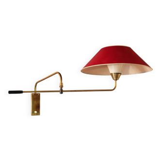 Articulated gallows wall light from the 50s/60s in brass