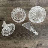 Pair of crystal-style cut glass bottles – retro/vintage dressing table