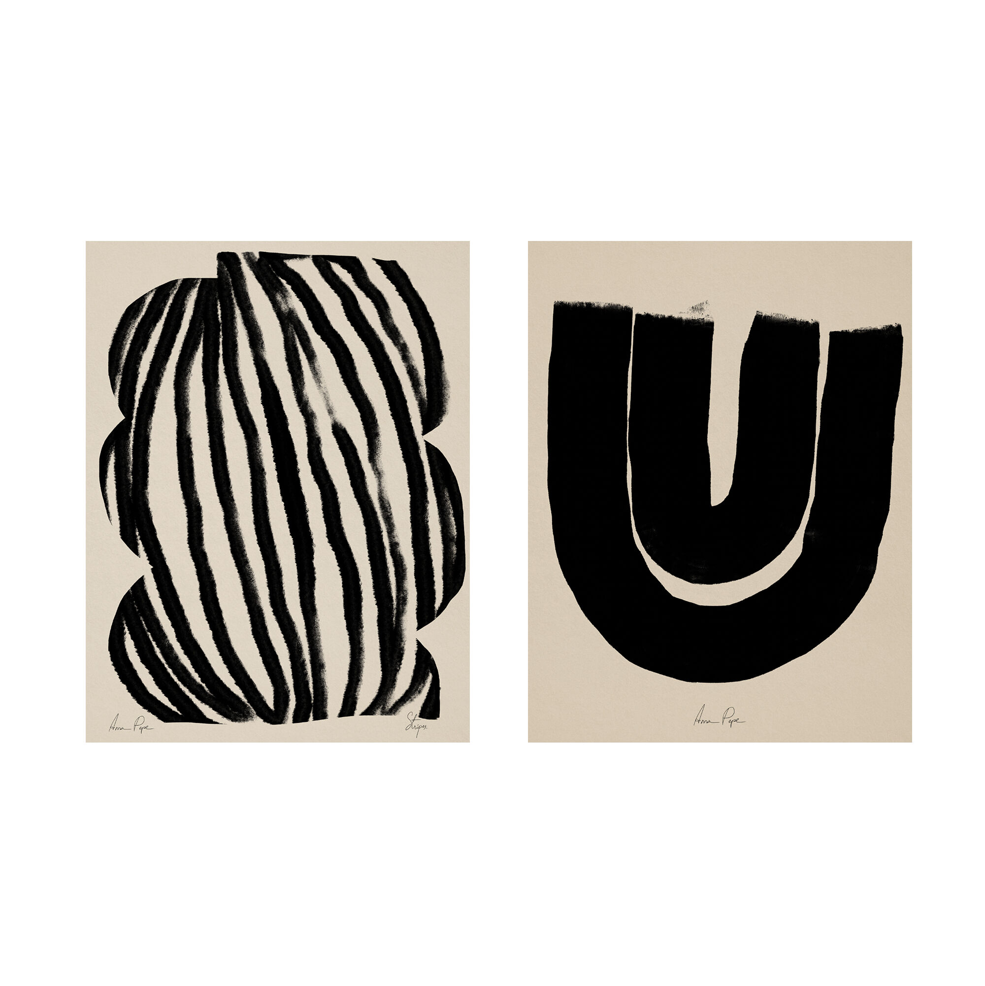 Pair of giclee prints, abstract wall art set of two, 50x70cm