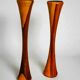 Pair of Scandinavian candleholders in wood, Denmark, 1980s