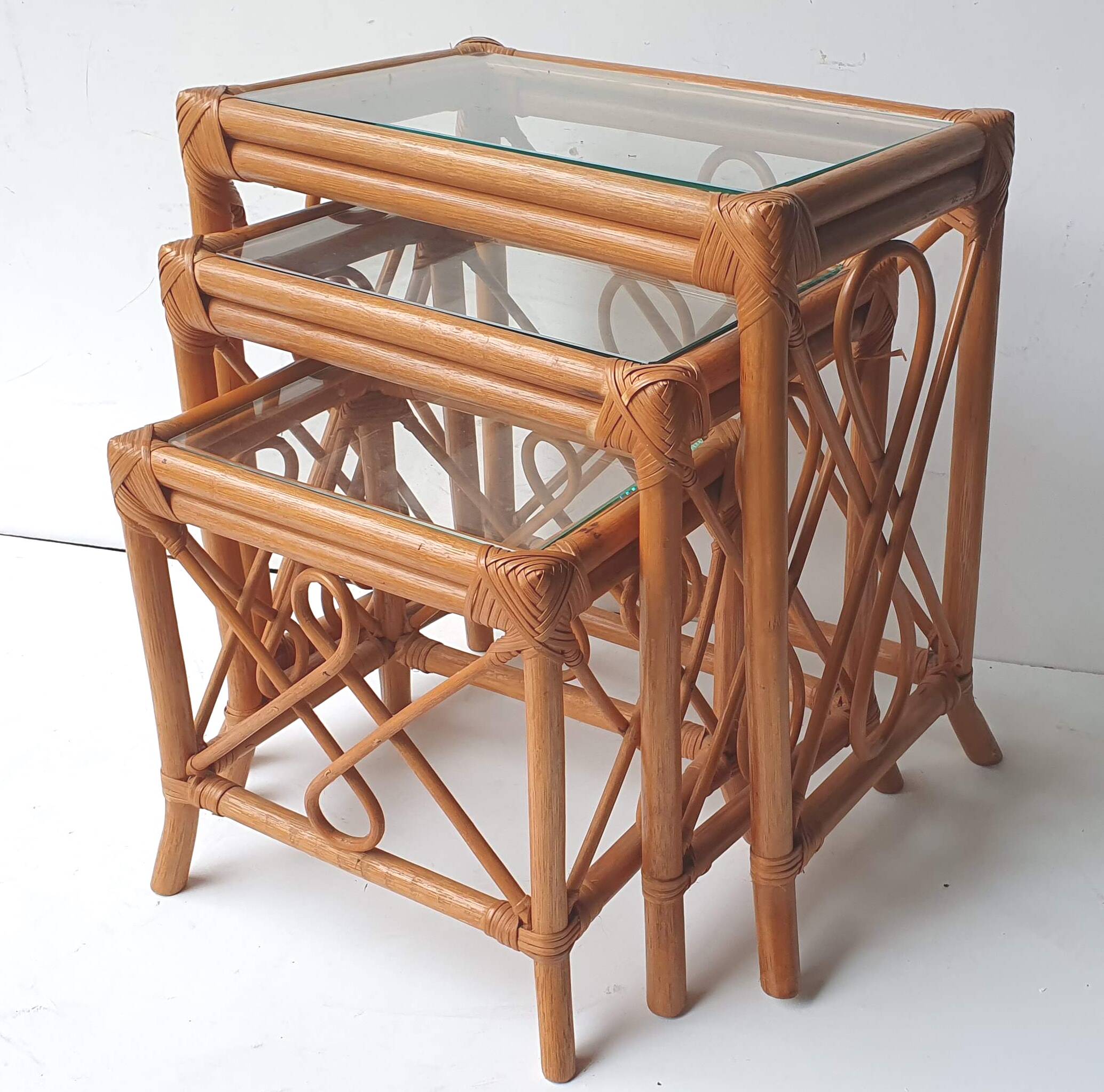 Rattan nesting tables