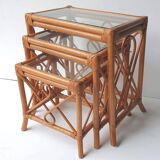 Rattan nesting tables