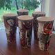 X5 enamelled ceramic mugs with abstract 60s decor