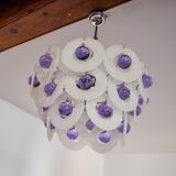 Sphera chandelier by Gino Vistosi, purple and white murano glass, Italy, 1970