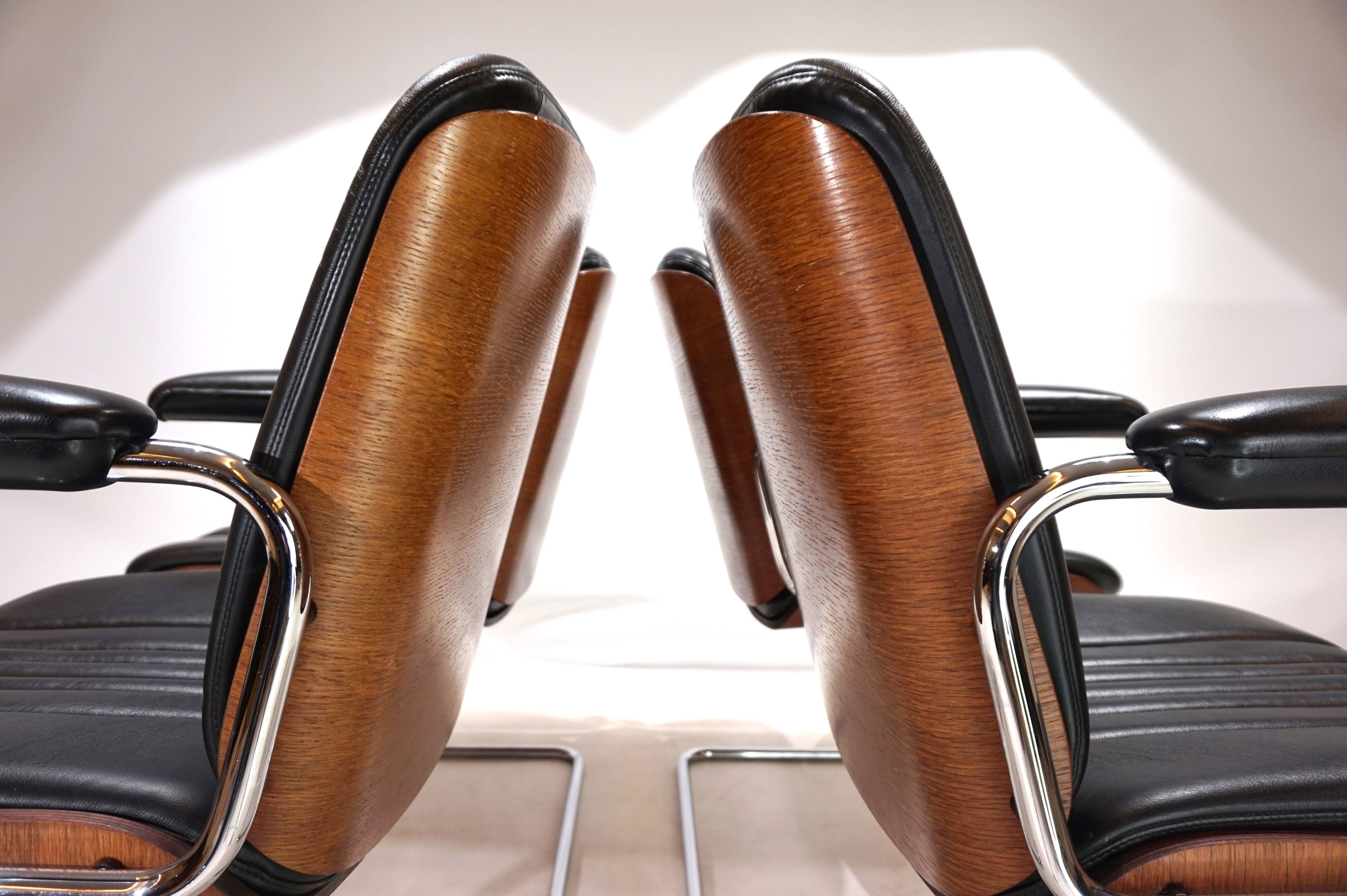 Set of 4 Martin Stoll Leather Dining/Conference Chairs by Professor Karl Dittert