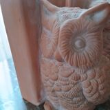 Pair of bookends - Owl and book - raw terracotta - modern