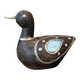 Oiseau en bois foncé, laiton & nacre
