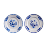 Set of 2 White Faïencerie Plates with Indigo Blue Decorations