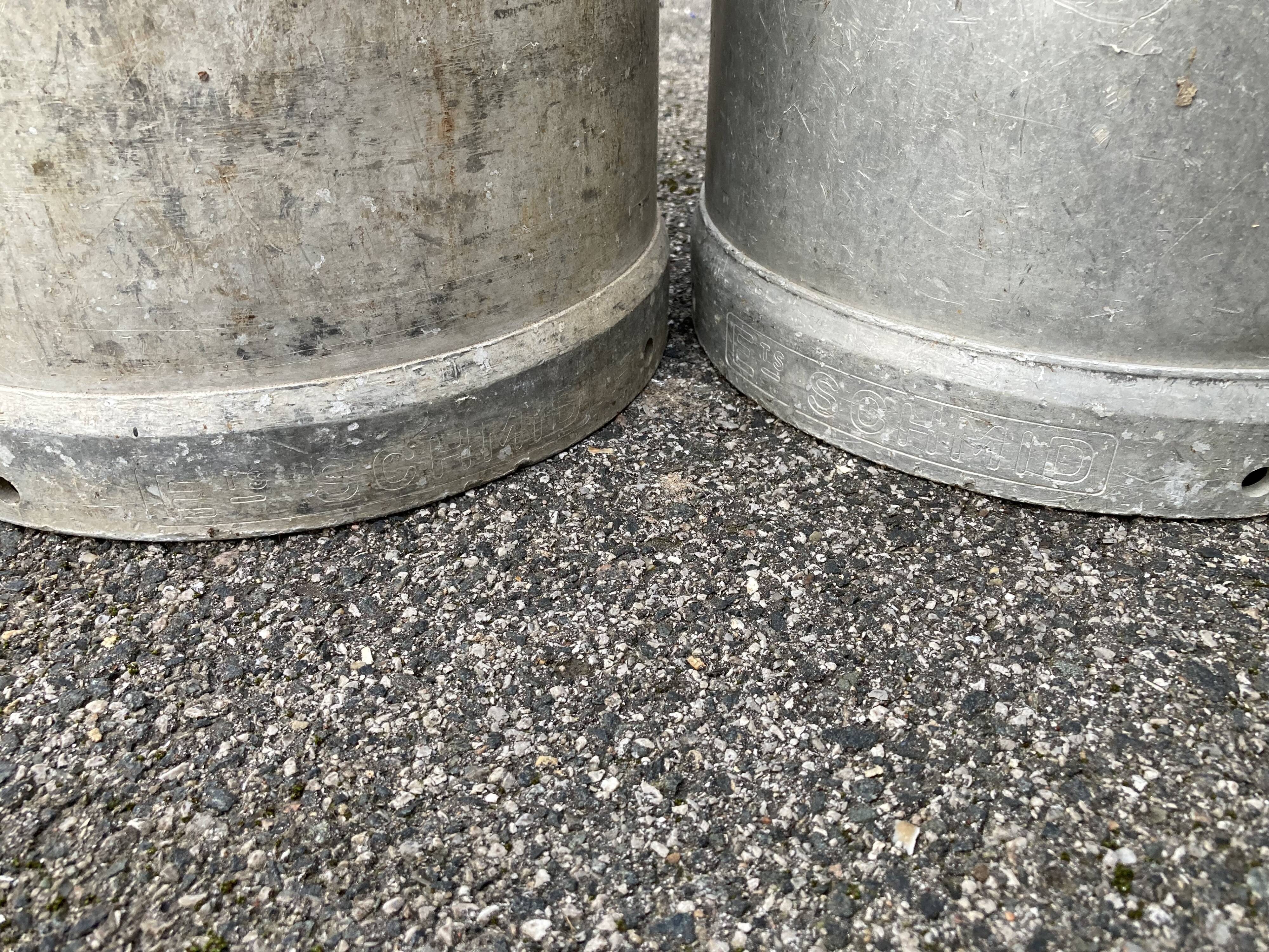 Pair of farm milk jars aluminum cans