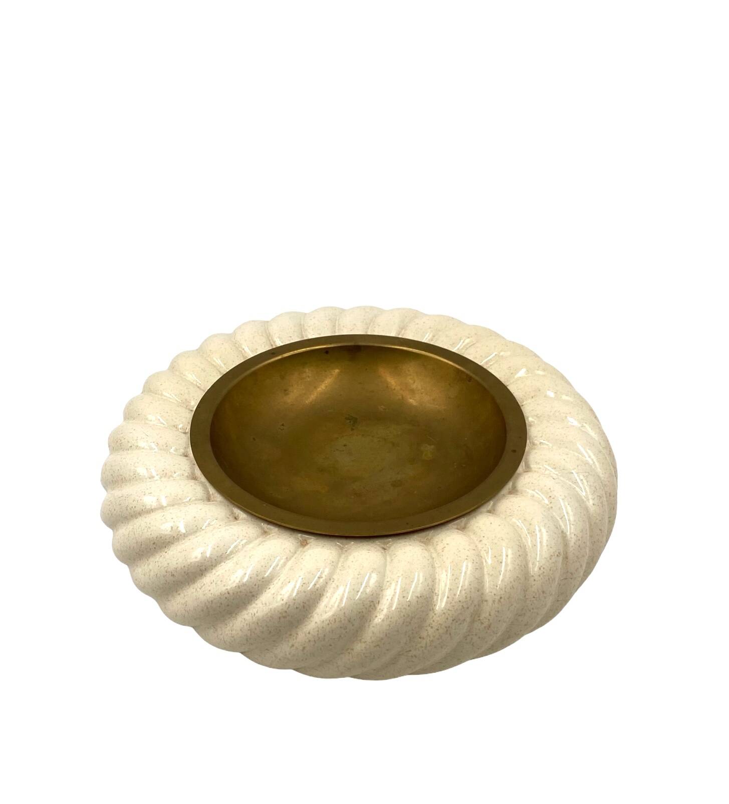 Tommaso Barbi, cream ceramic ashtray / vide poche, B Ceramiche, ca. 1970