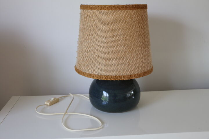 Blue ceramic lamp with lampshade