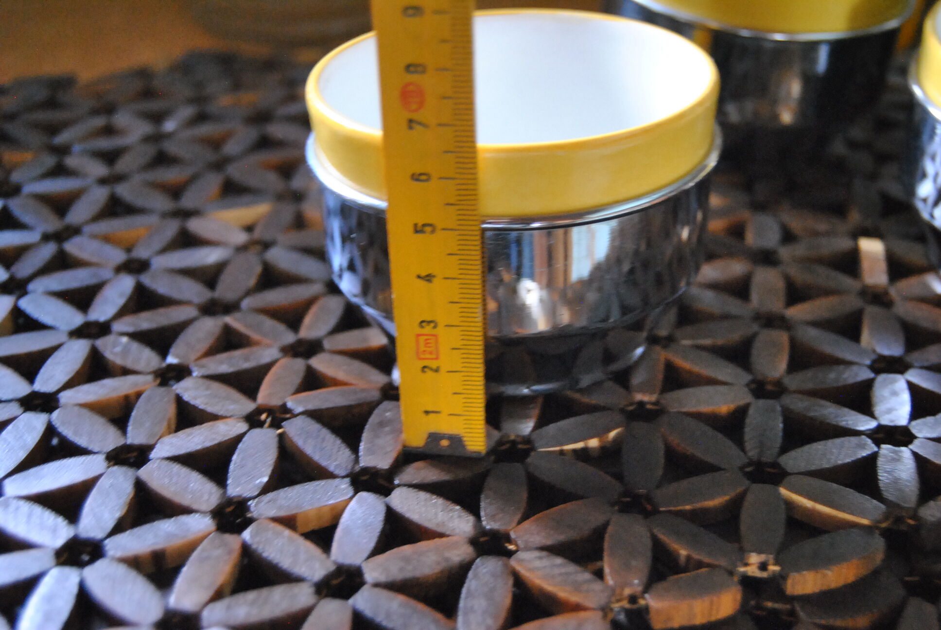 Series of 6 ceramic and stainless steel cups - 70s - Vintage