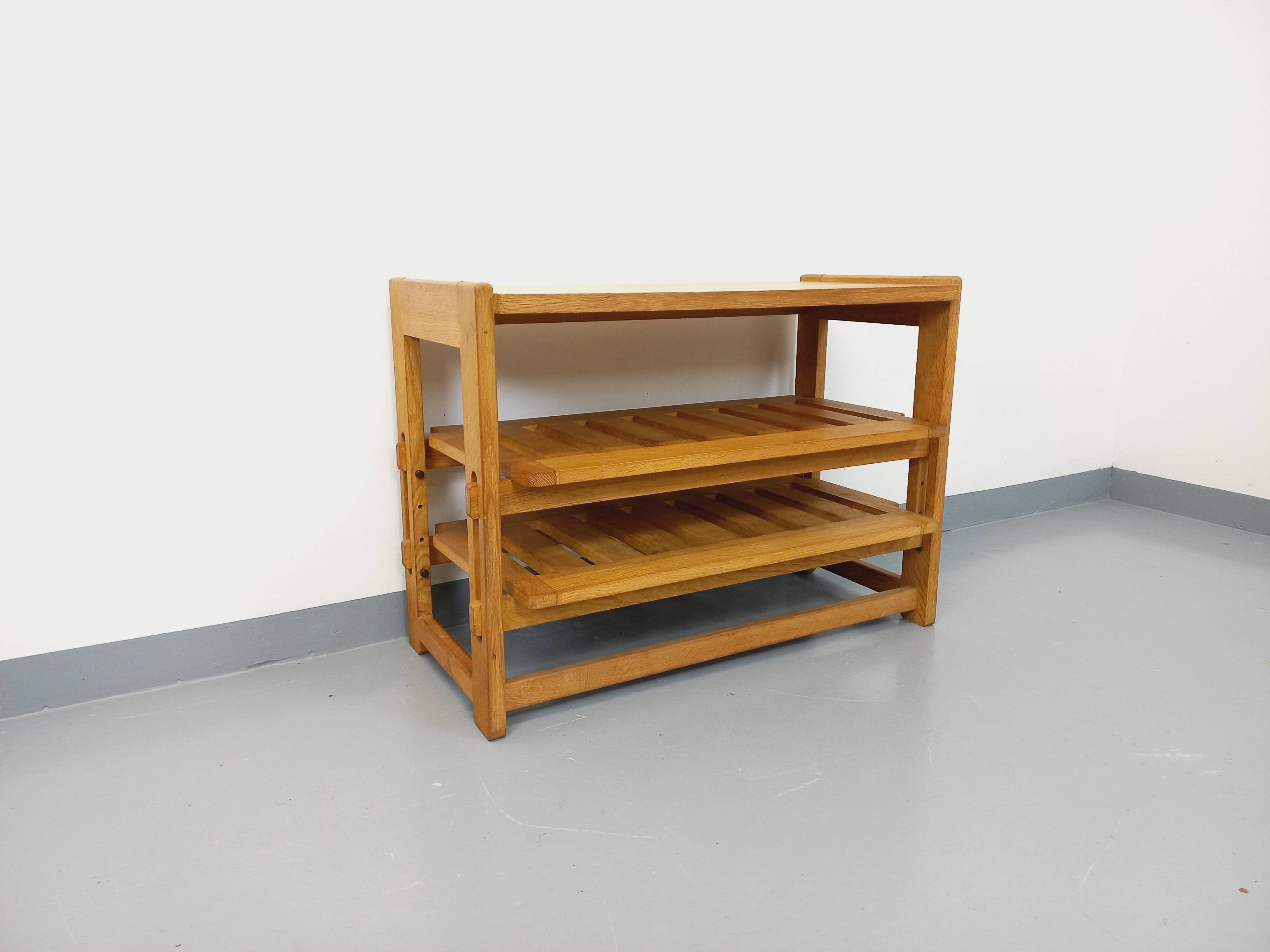 Guillerme et Chambron vintage open storage unit in solid oak