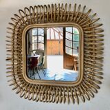 Rattan mirror, circa 1960 54x54cm