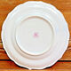 6 old flat table plates, Gien earthenware, pink landscape model.