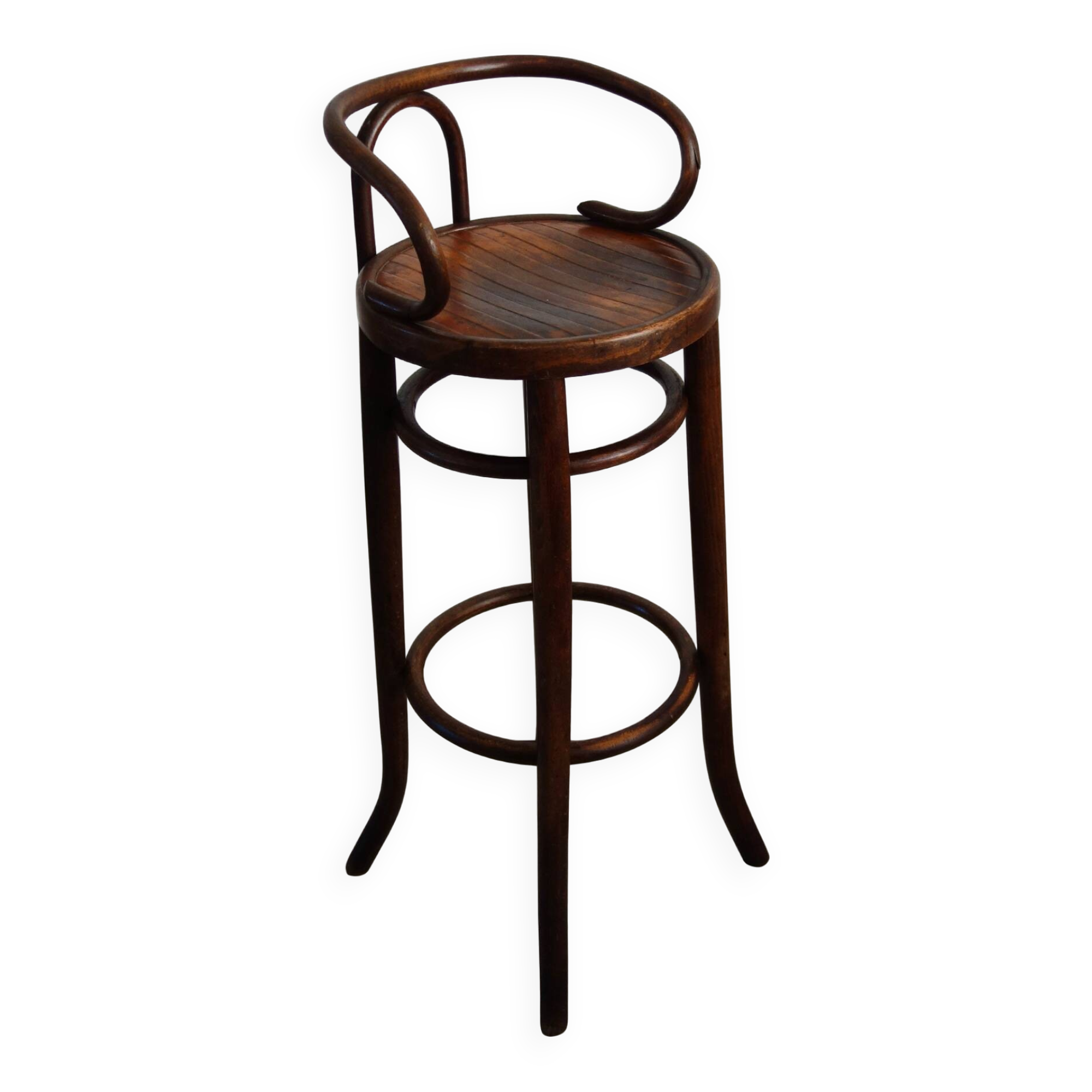 High children's stool in curved wood, 1890s