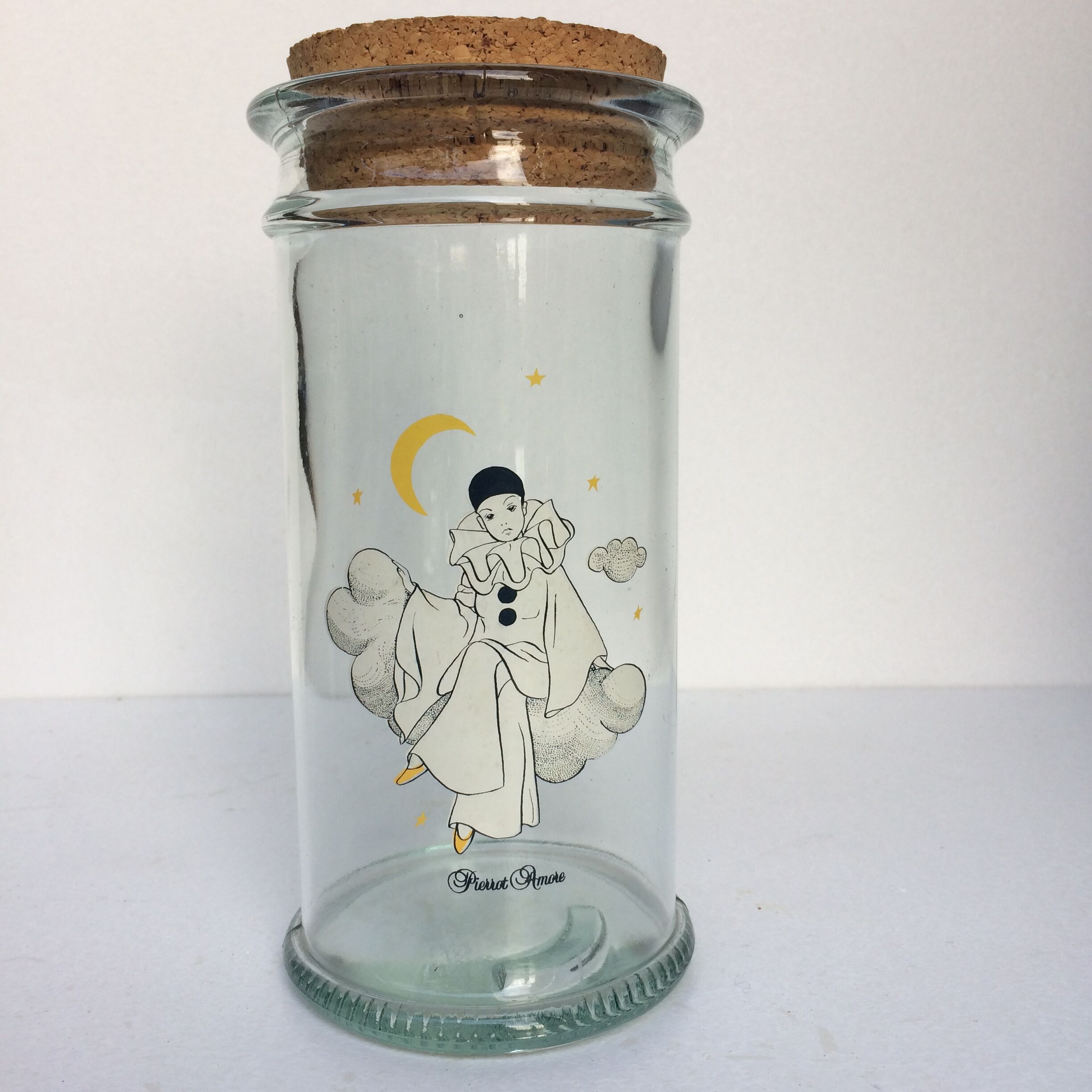 vintage pierrot glass jar