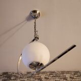 Chrome and opaline pendant lamp 1970