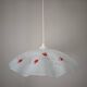 White opaline glass suspension with red and silver floral decoration.