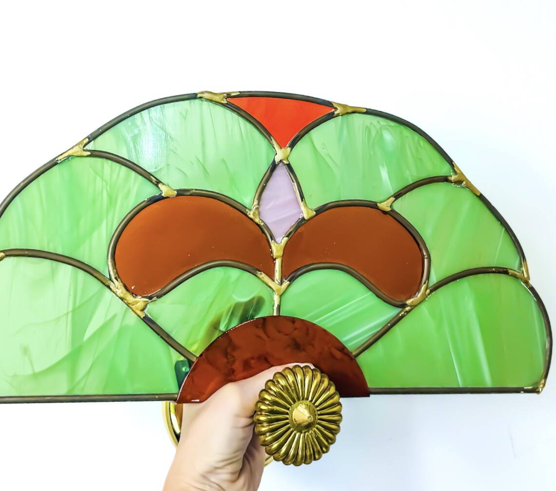 Pair of stained glass wall sconces