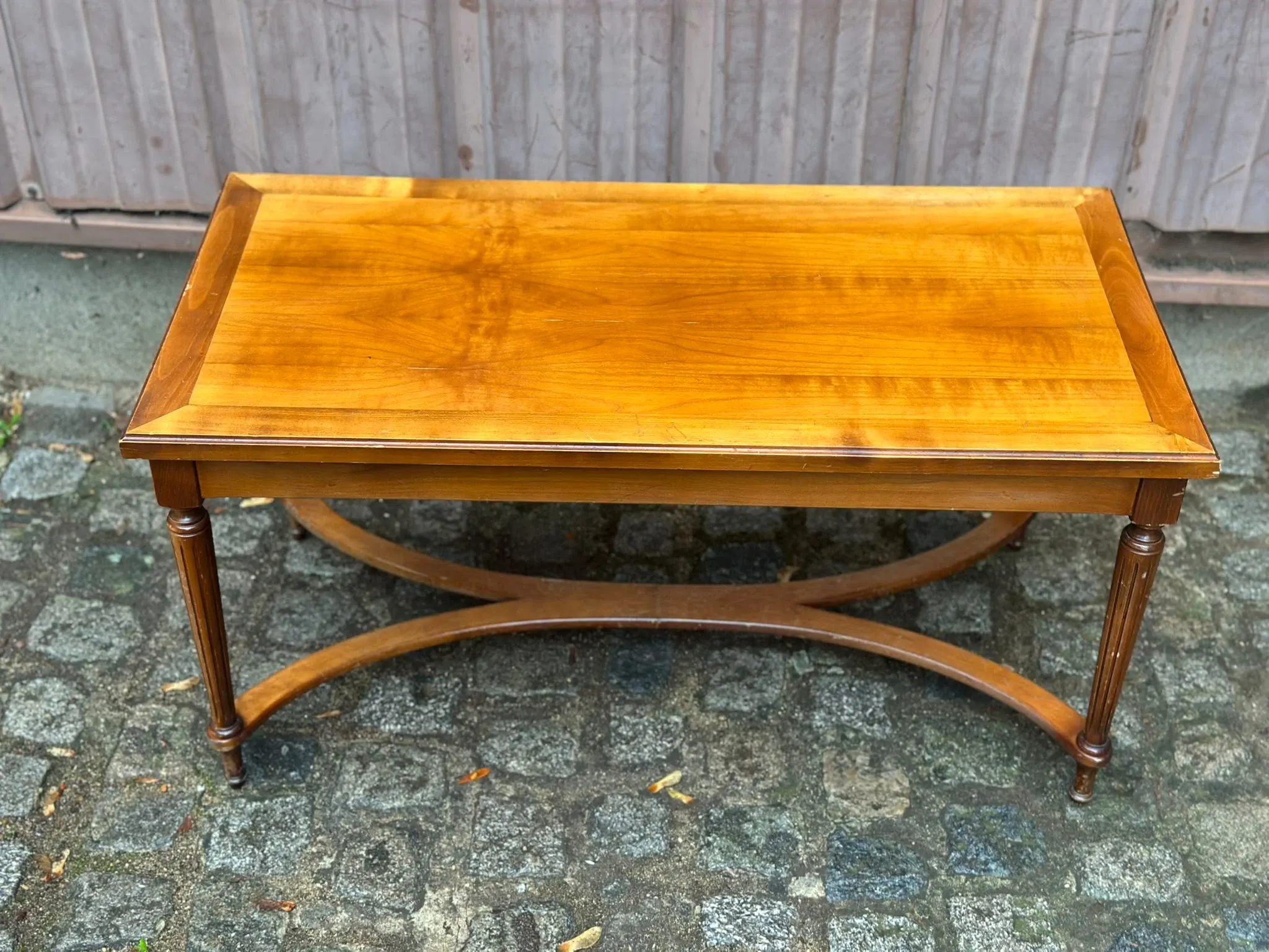 Louis XVI style coffee table in stained cherry wood 95x50cm 1970