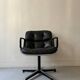 Black leather office chair and armrest by Charles Pollock for Knoll International