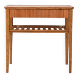 Scandinavian bedside table with slatted shelf