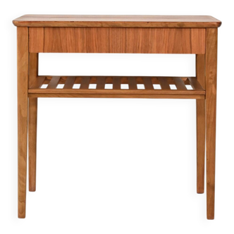 Scandinavian bedside table with slatted shelf