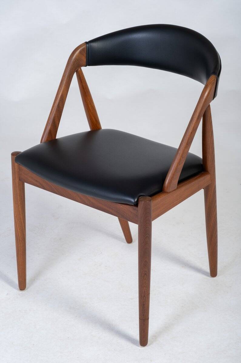 Leather Chairs in Teak by Kai Kristiansen, Denmark, 1960s, Set of 2