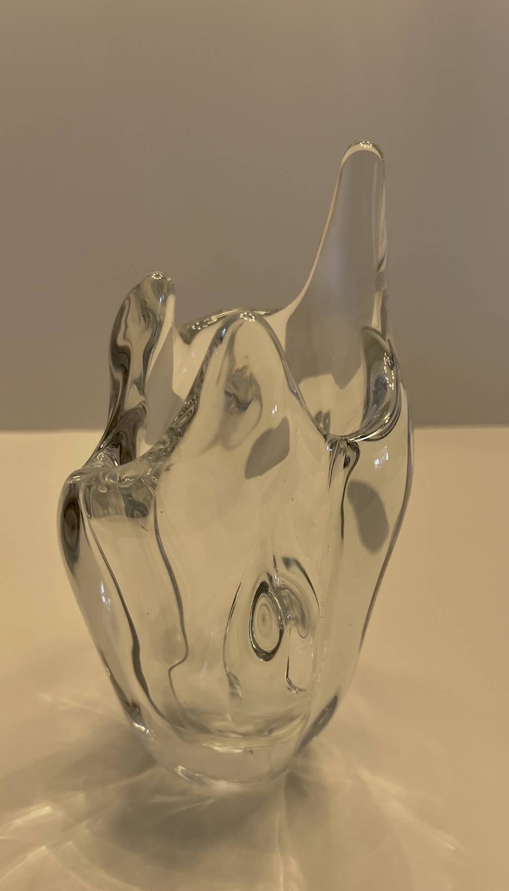 Vintage crystal vase sculpture – signed R. Schneider 1959