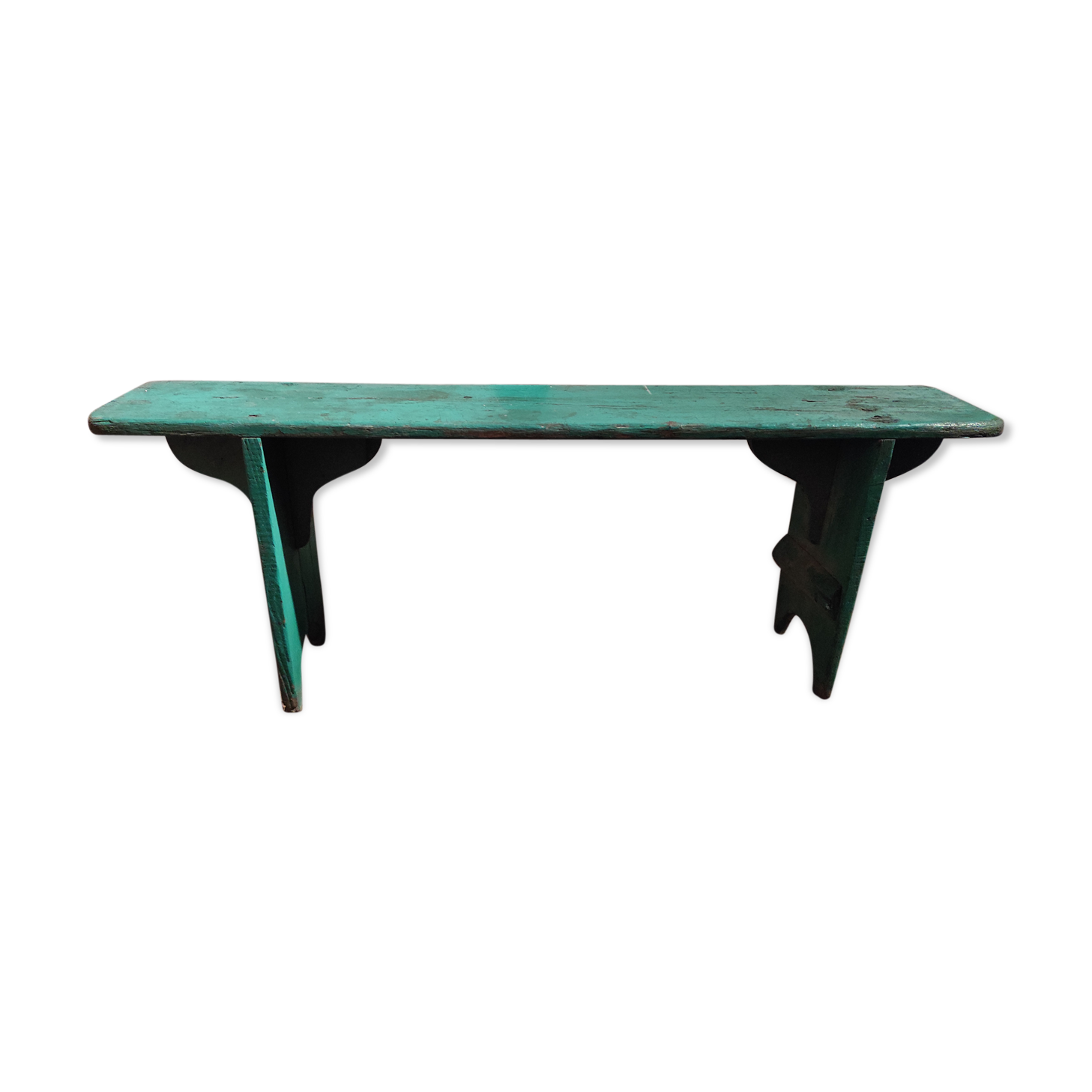 Green patinated farm tree wooden bench