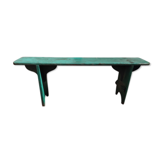 Green patinated farm tree wooden bench