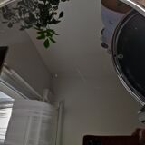 Round coffee table in glass and vintage chrome