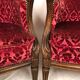 Pair of Transition period armchairs, trimmed with burgundy velvet