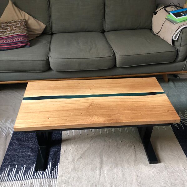 Table basse époxy en chêne massif