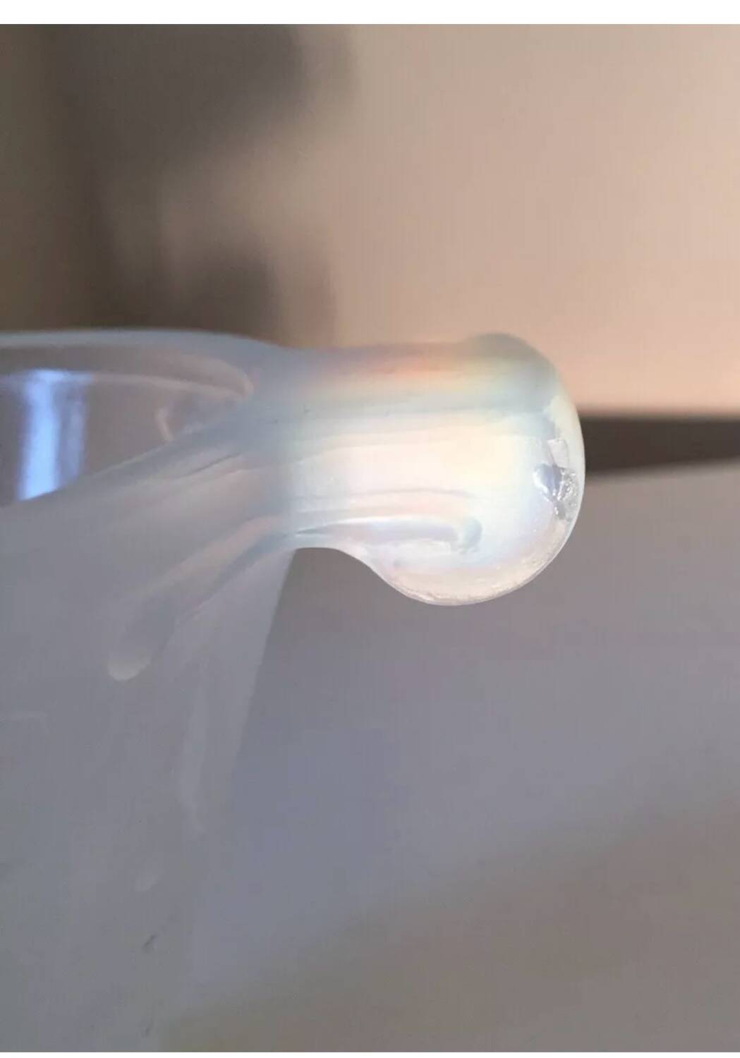 Opalescent glass footed bowl with mistletoe decor Etling France Art Deco 19