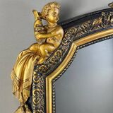 Grand Miroir à Fronton En Bois Sculpté Et Doré, Style Napoléon III