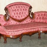 Canapé bibliothécaire victorien en acajou sculpté avec lions