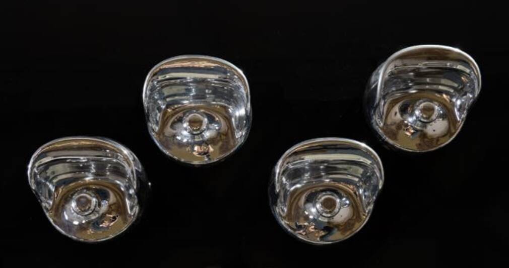 Space age set of 4 chrome plastic coat hangers, Olaf Von Bohr, Kartell Ital