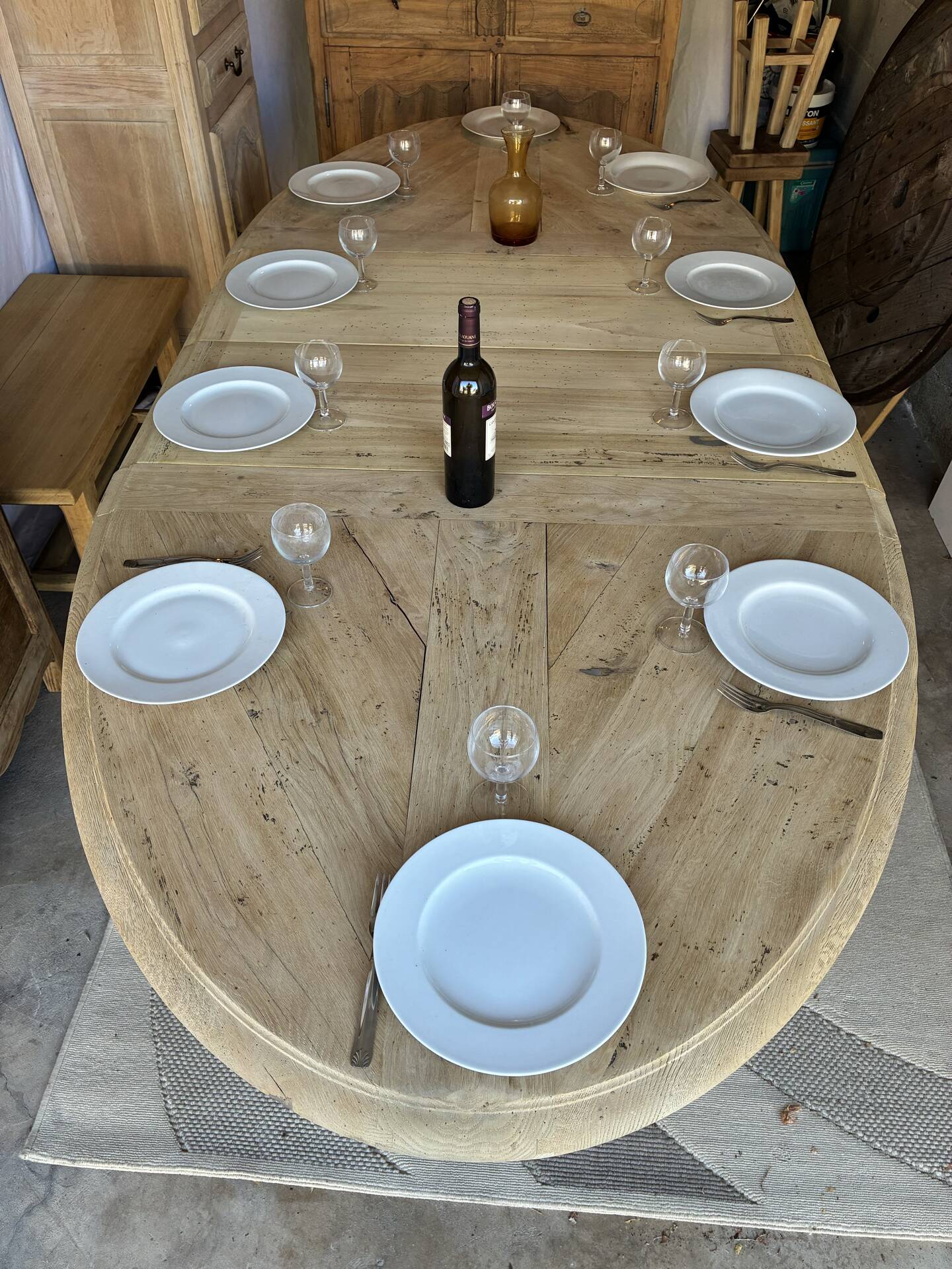 Table de ferme en chêne massif avec rallonges 