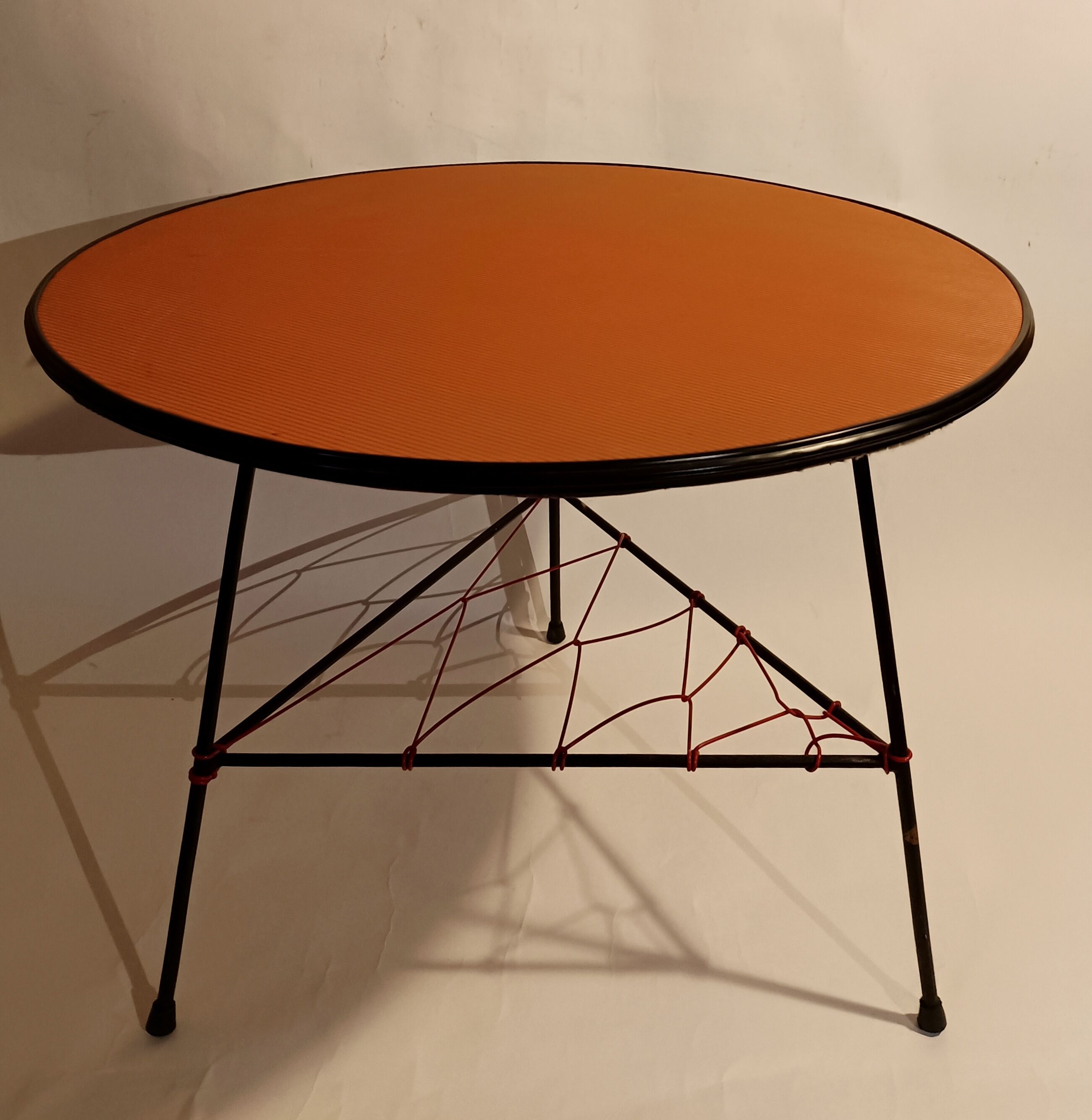 Vintage scoubidou tripod pedestal table 1950