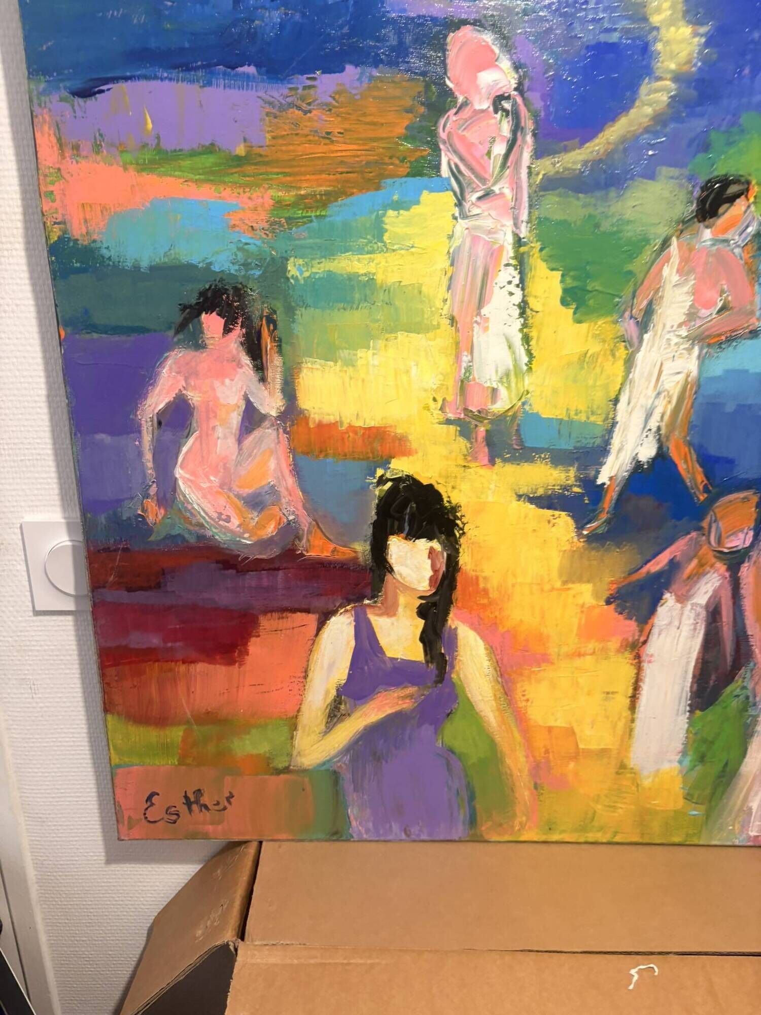 Oil Painting Canvas Deloison Abstract Modern Woman Perfume Beach