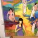 Oil Painting Canvas Deloison Abstract Modern Woman Perfume Beach