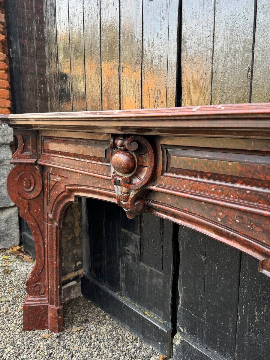 Napoleon III Fireplace in Red Griotte Marble Circa 1880